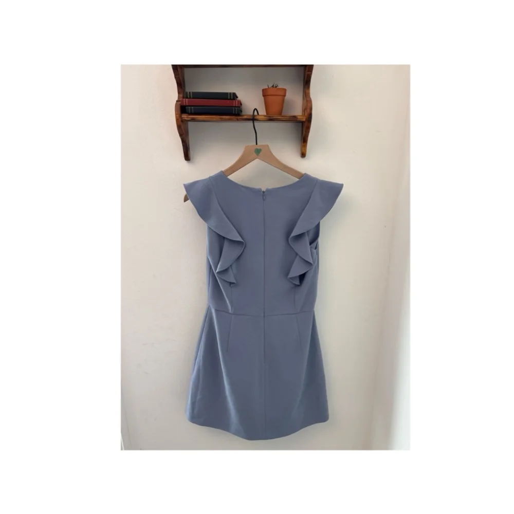 Women's FRENCH CONNECTION Blue Ruffle Mini Dress Size 10 - Picture 1 of 6